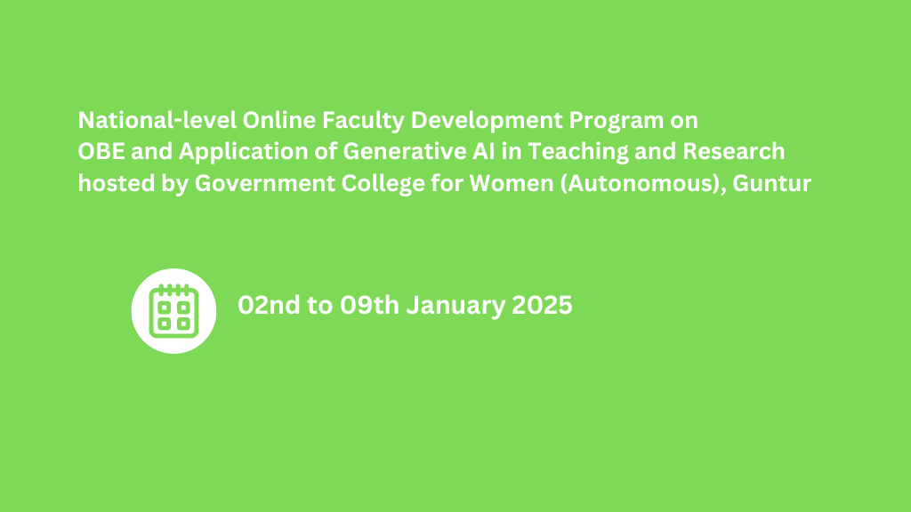 Add a headinNational level Online FDP in association with the Commissionerate of Collegiate Education Government of Andhra Pradesh Government College for Women Autonomous Guntug 4